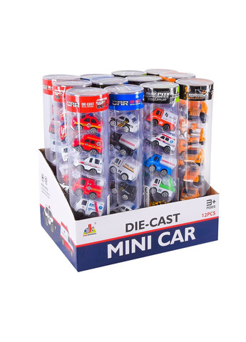 Набор из 6 металлических машинок в колбе, цена за 12 штук в боксе - No Brand DS026 (371928506)