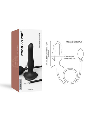 Надувний фалоімітатор INFLATABLE DILDO PLUG - NOIR, кулька всередині, діаметр до 6 см Strap-On-Me (371388812)