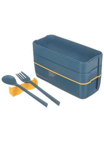 Ланч бокс с тремя уровнями и приборами, 900 мл, синий Jooki (358706346)