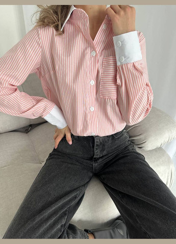 Розовая повседневный рубашка profitV с длинным рукавом