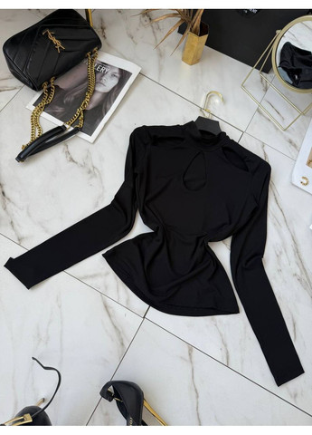 Чорний жіночий лонг з вирізами No Brand Р1559-7077/3