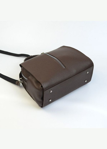 Коричнева шоколадна жіноча шкіряна сумка з ручкою на блискавці Serebro (342374873)