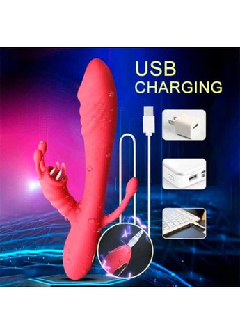 Вібратор Rebbit 3в1 з підігрівом із 12 режимів вібрації рожевого кольору, 3 в 1 для стимуляції точки G, клітера й анусу China (360603880)