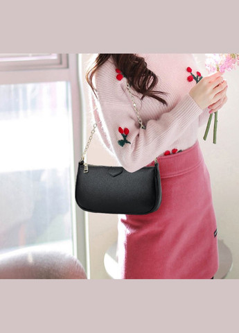 Женская мини сумочка клатч 3в1 с цепочкой экокожа черная (sku_1329) No Brand (330576876)