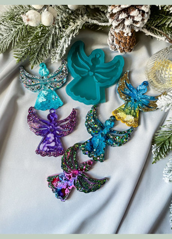 Молд Янгол з серцем форма для новорічних іграшок на ялинку силіконова форма для епоксидної смоли No Brand (370567008)