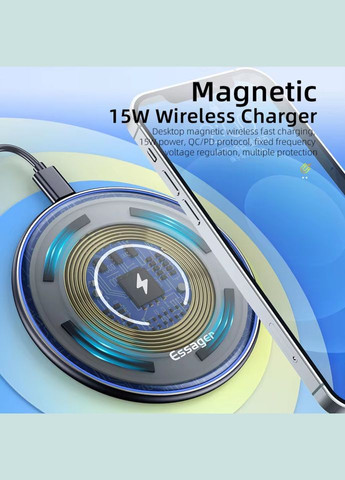 Зарядний пристрій для телефонів бездротовий для iPhone/Android 15 Вт Essager (299330181)