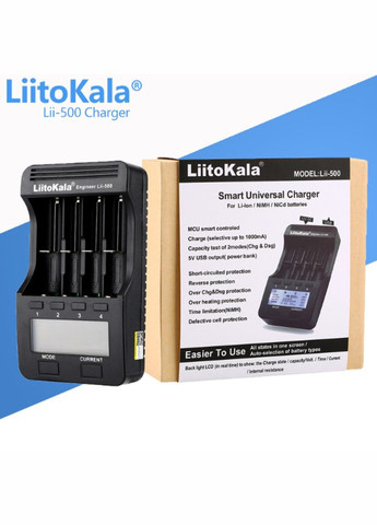 Универсальное интеллектуальное зарядное устройство Lii-500 EU на 4 канала + автомобильный кабель LiitoKala (353502850)