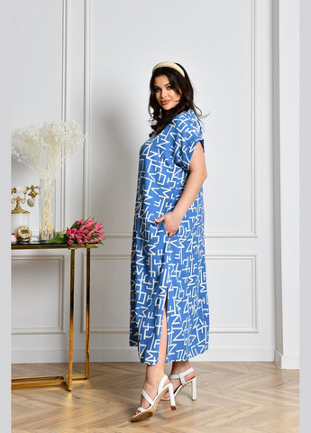 Синее женское платье свободного кроя цвет джинсовый р.48/50 453793 New Trend