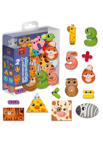 Дитяча розвиваюча магнітна гра "Диво-математика. Цифри та фігури" VT5411-19 31 магнит VladiToys (366815043)
