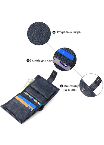 Модный мужской бумажник из натуральной зернистой кожи 21746 Синий Canpellini (331911182)
