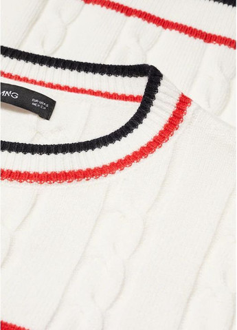 Білий вʼязаний светр кофта джемпер в смужку оверсайз Mango