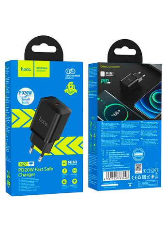 Зарядний пристрій (6931474783448) Hoco N27 Innovative USB-C PD20W Black (370016635)