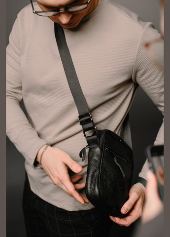 Сумка мужская мессенджер кожаная черная SKILL месенджер (301088596)