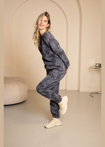 Теплый костюм серого цвета из турецкой тринитки на флисе, No Brand 7030 (316703288)