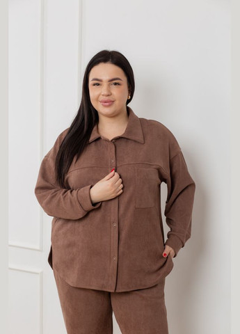 Жіночий костюм замшевий демісезонний двійка з кишенями на ґудзиках 24.2552 50( ) Світло коричневий AKSAN (317274376)