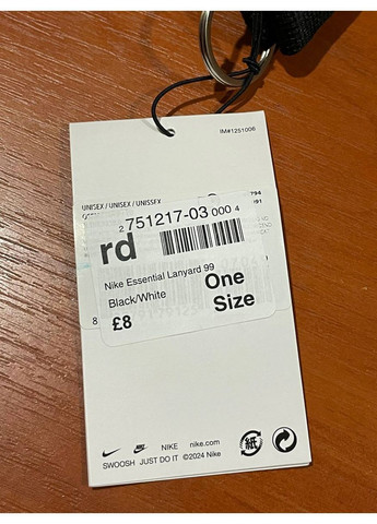 Шнурок ремінець ключниця Nike Essential Lanyard Fashion Keychain Black (363256840)