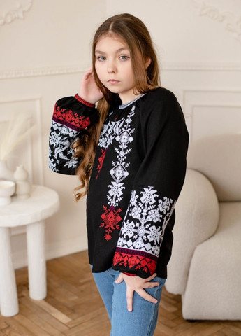 Чёрная рубашка Vyshyvanka узор украинская символика (331022702)