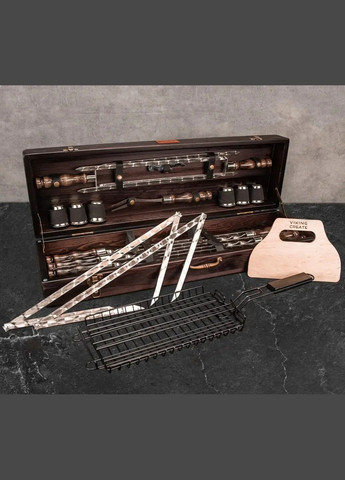 Набір для шашлику у валізі "Скаді" 20 якісних предметів на подарунок чоловікові Handmade WC-020 (347291576)