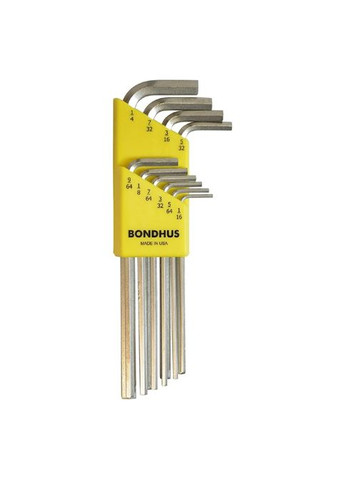 Набір ключів шестигранних 10 шт 1/161/4" хромовані подовжені (15028) Bondhus (290680293)