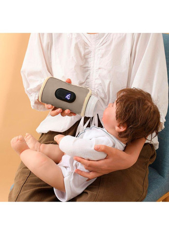 Портативный подогреватель NPT-02 Beige для детской бутылочки USB цифровой дисплей 19шт Lesko (360601294)