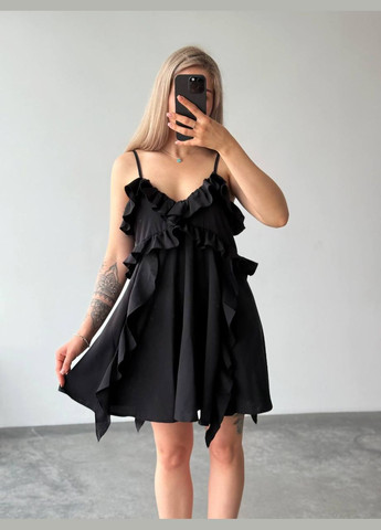 Черное повседневный платье No Brand однотонное