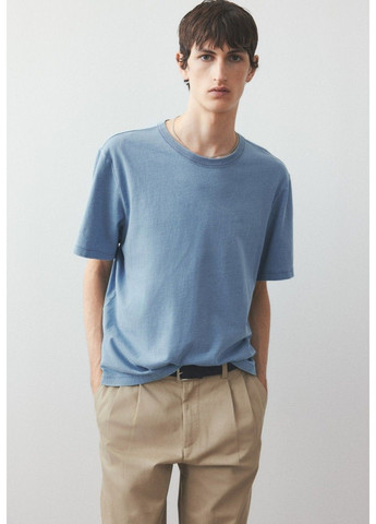 Синяя мужская футболка regular fit (58349) m синяя H&M