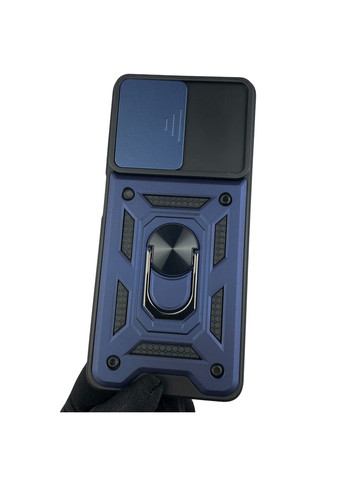 Чохол для Moto G24 Power (PB1E0003RS) броньований з кільцем зі шторкою на камеру на моторола г24 павер темно-синій rg1 Motorola (366020288)
