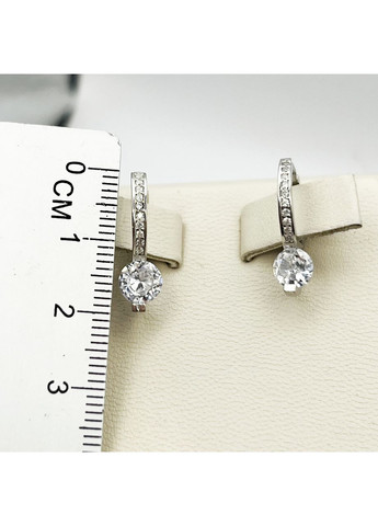 Сережки-кільця срібні з кубічним цирконієм 2,14 г No Brand (369737308)