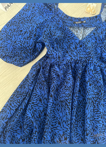 Синее коктейльное, откровенный, повседневный, кэжуал, джинсовое платье женское Україна с цветочным принтом