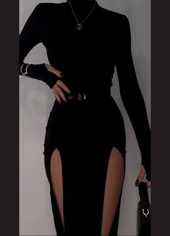 Чорна святковий, повсякденний, кежуал жіноча сукня FINO Mode однотонна