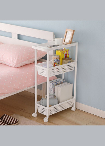 Етажерка 3-ярусна на колесах MVM FH-23 WHITE пластикова Біла (FH-23 WHITE) МВМ (365280870)