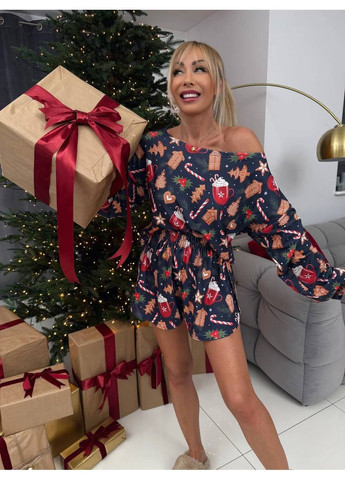 Синя різдвяна піжама 3-ка No Brand