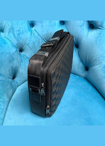 Чорна шкіряна чоловіча ділова сумка портфель папка для ноутбука документів а4 через плече No Brand (292404337)