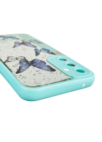 Чехол для Galaxy A34 5G (SM-A346E) с блёстками с бабочками на самсунг а34 5г бирюзовый Samsung (366385700)