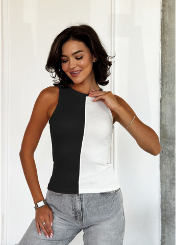 Жіноча майка з бавовни з контрастною вставкою InFashion — 361149260