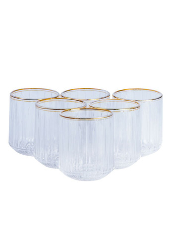 Набір склянок скляних 6 штук по 315 мл прозорий із золотим обідком HP553 TS Kitchen (369143167)