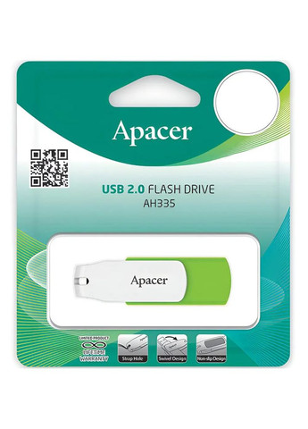 Флеш-накопичувач USB 32GB AH335 White/Green (AP32GAH335G-1) Apacer (336955556)