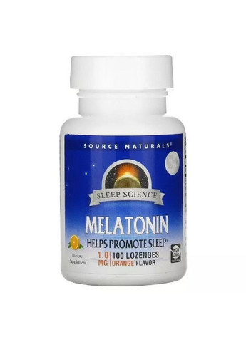 Натуральная добавка Melatonin 1mg Sleep Science, 100 леденцов Апельсин Source Naturals (293416968)
