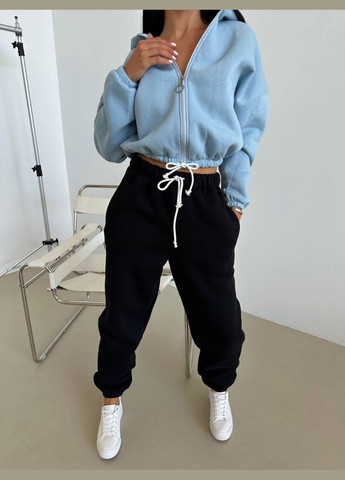 Теплый женский костюм на флисе с голубой завязками. No Brand (306718112)