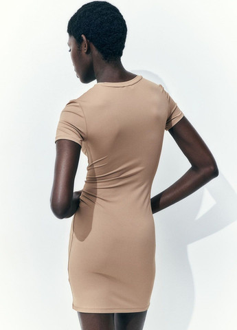 Темно-бежевое кэжуал платье H&M однотонное