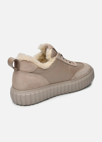 Жіночі зимові замшеві кросівки бежевого кольору з шкіряними вставками на товстій підошві (відшив 3 дні) Paradize бежеві зими (367959950)