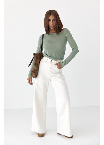 Вискозный лонгслив с открытым плечом - розовый цвет Lurex (353306243)