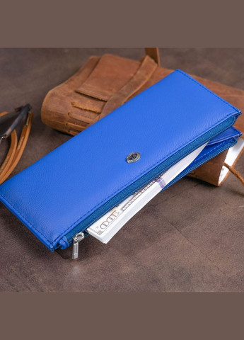 Горизонтальный тонкий кошелек из кожи унисекс 19329 Синий st leather (331906311)
