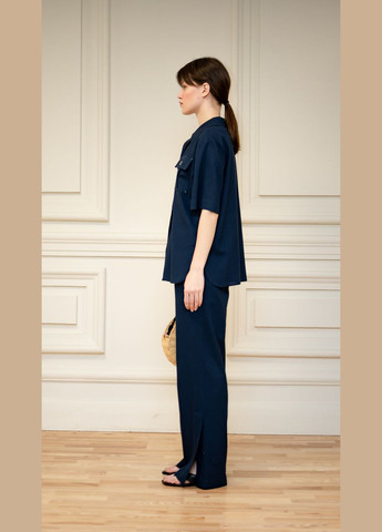 Синяя рубашка Dolcedonna с коротким рукавом