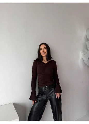 Облегающий лонгслив с драпировкой No Brand (390797044)