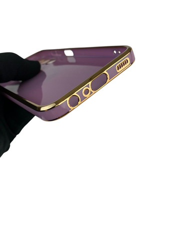 Чохол для Galaxy A24 (SM-A245F) з кільцем-підставкою із золотою окантовкою на самсунг а24 чорничний gs1 Samsung (366231033)