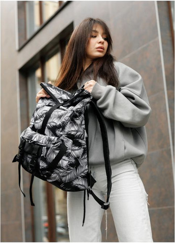 Жіночий тканинний рюкзак-трансформер із бананкою та відділенням під ноутбук принт Palm (5690271841) Sambag (360965520)