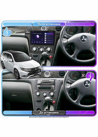 Штатна магнітола 10" для Mitsubishi Outlander Right wheel 2003-2006г 4/64Gb CarPlay 4G Prime 5 шт. Lesko (336202082)