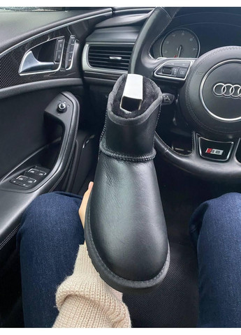 Черные угги мужские ugg classic mini black leather No Brand