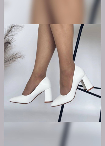 No Brand Елегантні жіночі туфлі білий з штучна шкіра, — демісезон (341537552)